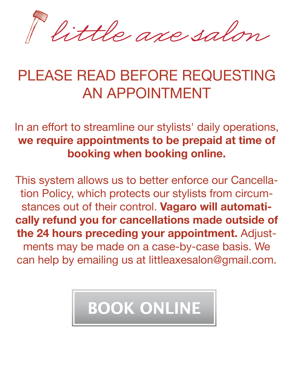 Read before Booking Online